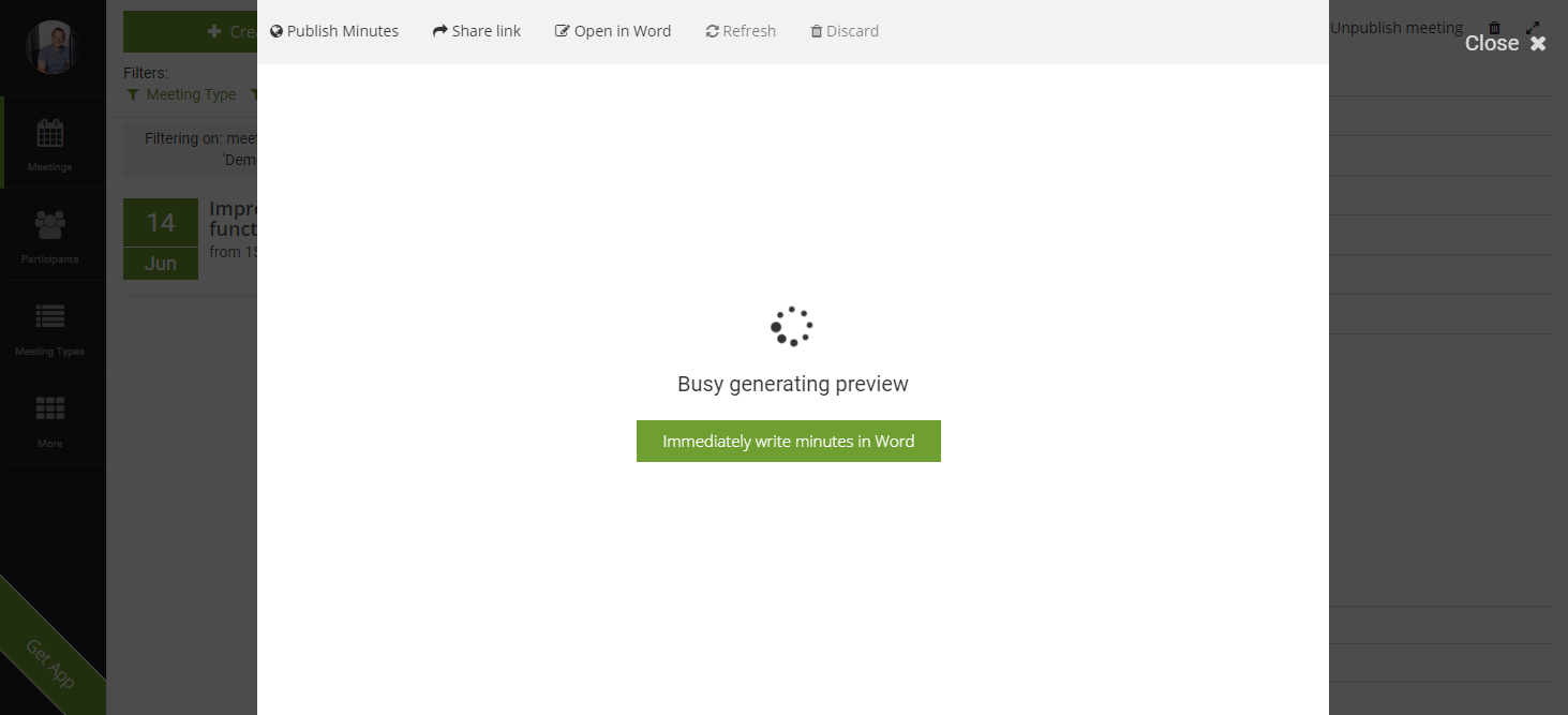 Generating preview minutes