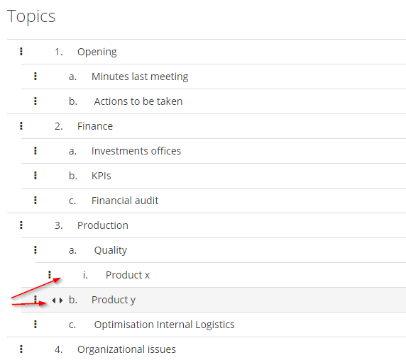 Using the extra level of topics in the Organizer Add-In