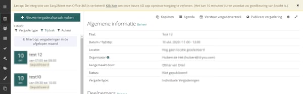 Melding Easy2Meet update 