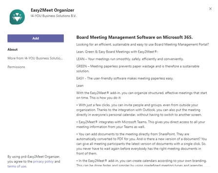 Add Easy2Meet to your Teams
