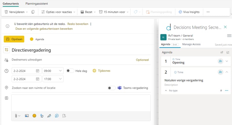 Voorbeeld Decisions Outlook