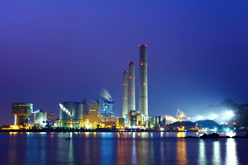 power station at night